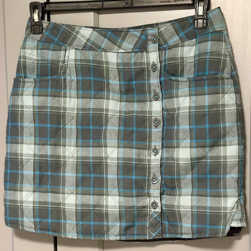 Toad & Co Quilted Birddog Skirt Size 4 Plaid Buttons Cabincore Gorpcore 90s Y2K